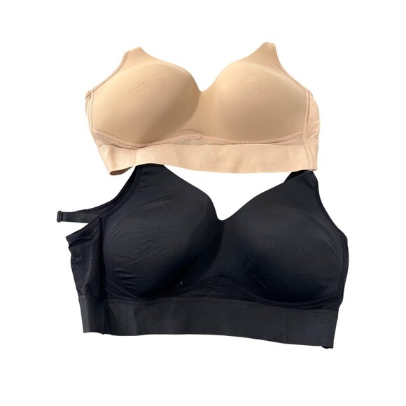 Rhonda Shear 2 Pack Molded Cup Bra with Wrap Back Size XL Black Beige Intimate - Picture 2 of 9